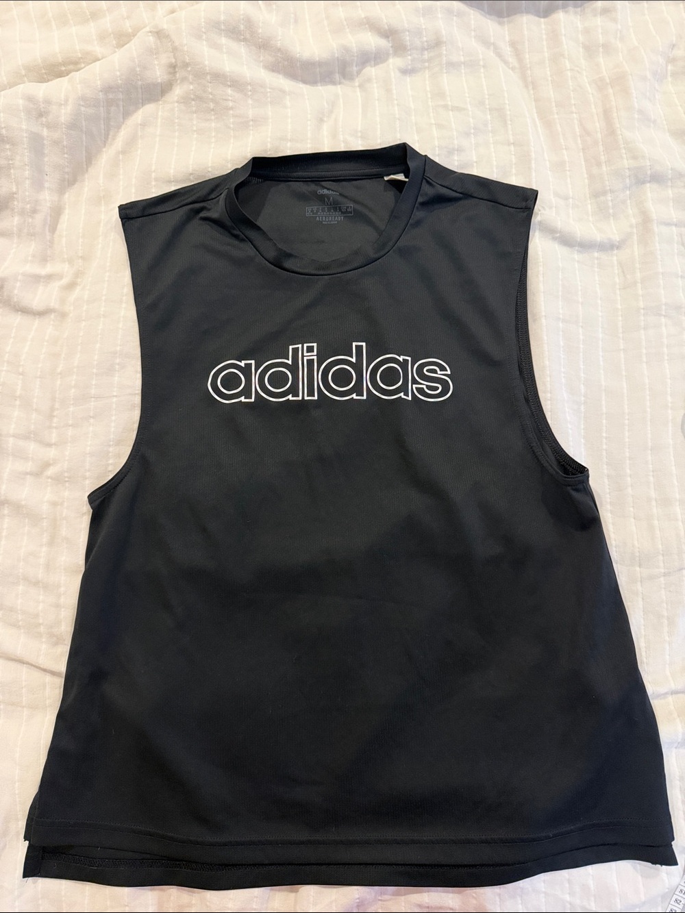 adidas Black Tank with White Outline Logo